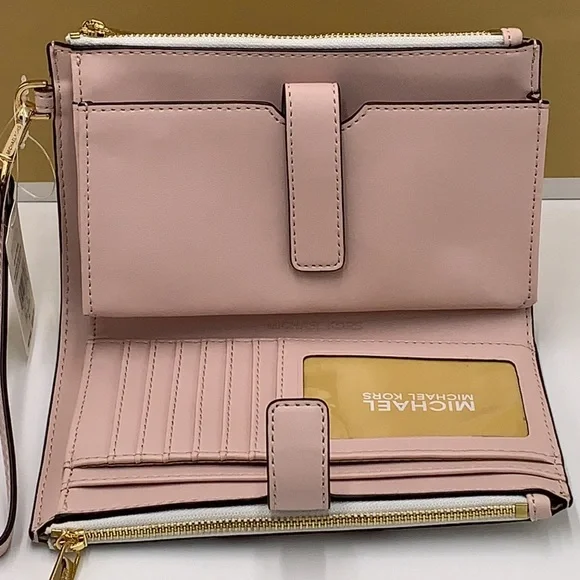 MICHAEL KORS Medium Zip Front Logo Chain Tote Bag & LARGE DOUBLE ZIP WRISTLET - Picture 16 of 16